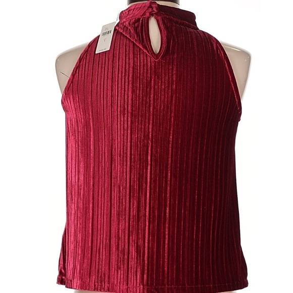 NWT MEADOW RUE Burgundy Sleeveless Keyhole Back Velvet Top Size Large - Picture 4 of 5